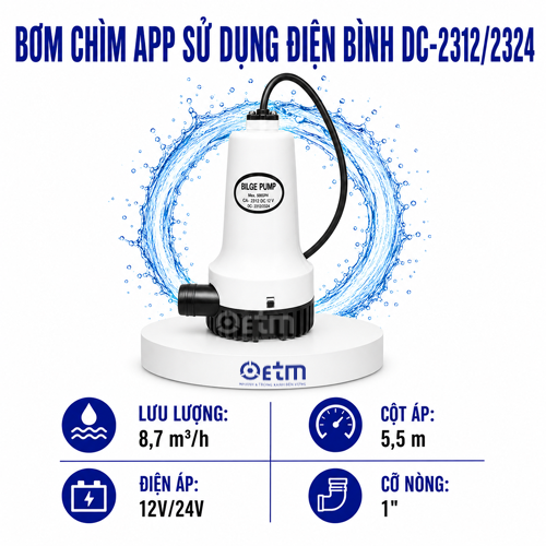 BƠM CHÌM APP SỬ DỤNG ĐIỆN BÌNH DC-2312-2324